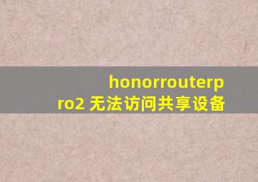 honorrouterpro2 无法访问共享设备